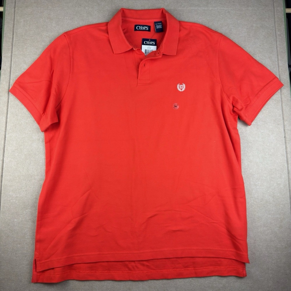 Chaps‎ Polo Shirt Men's XL Orange Bittersweet Cotton Short Sleeve Classic Fit
